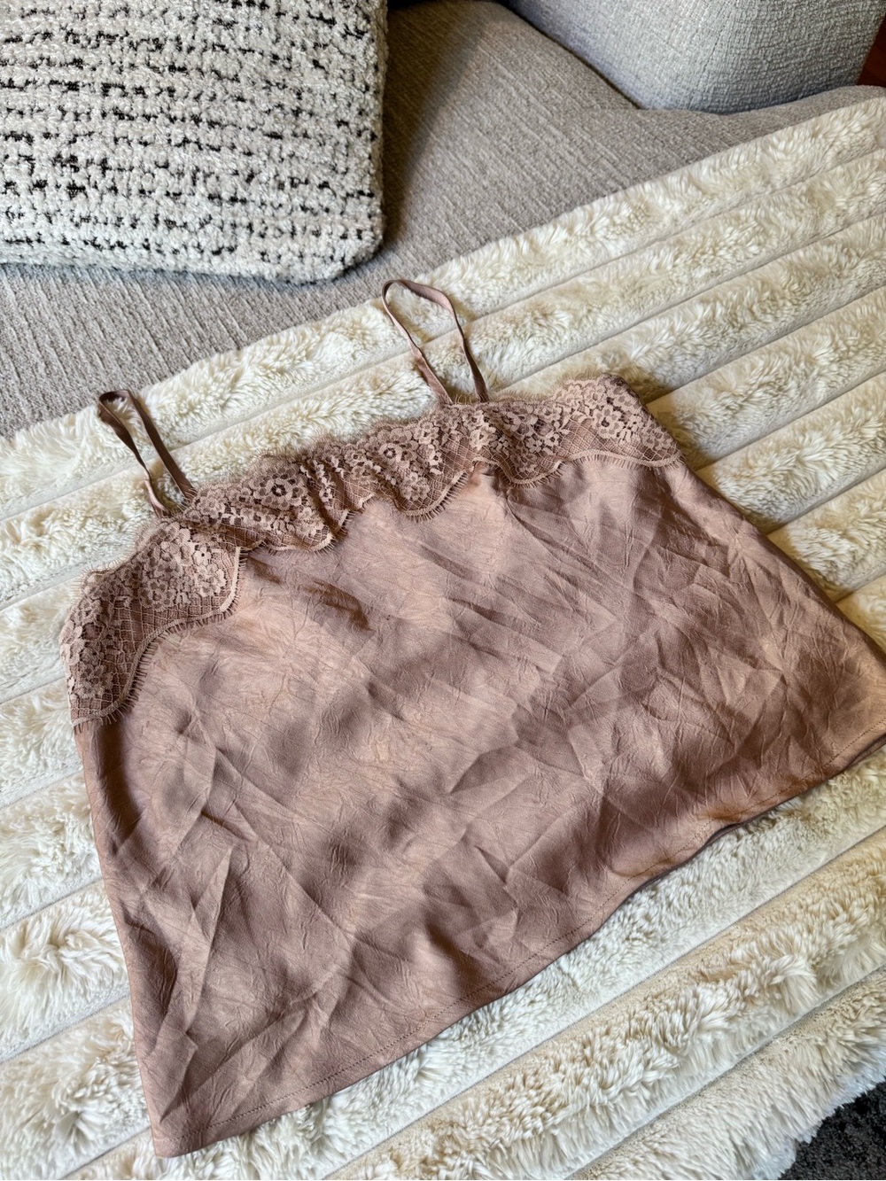 A New Day Mauve Satin Lace Cami Tank Top
